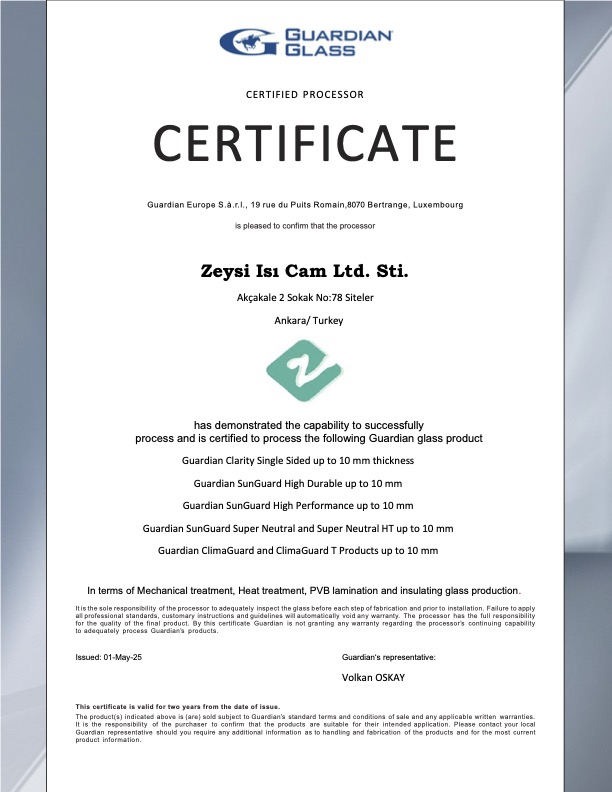 Isıcam TSE Uygunluk Belgesi